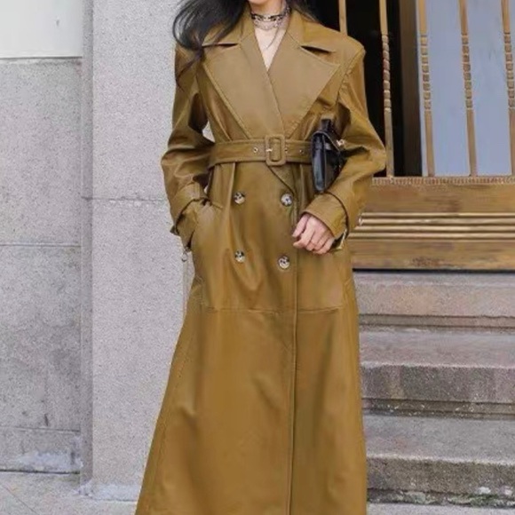 Long vegan leather jacket